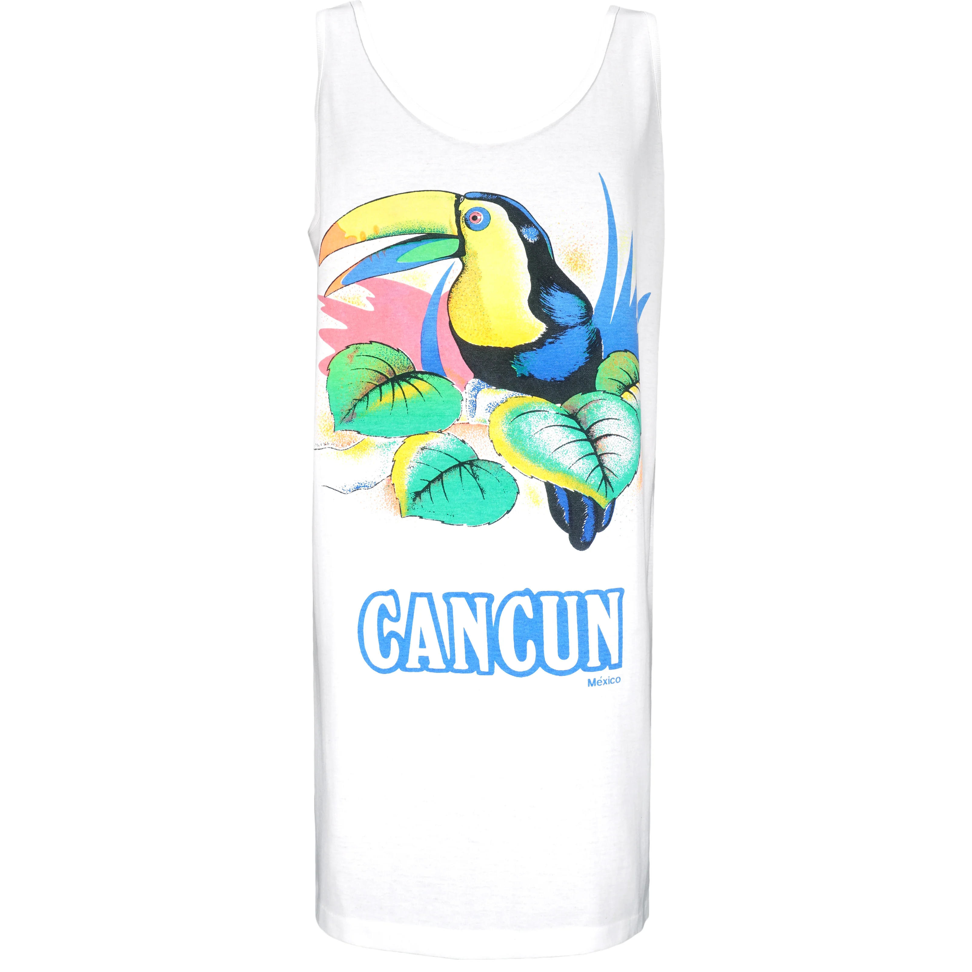 Vintage (Crazy Barman) - Cancun Mexico Toucan Sleeveless Shirt 1990s Large