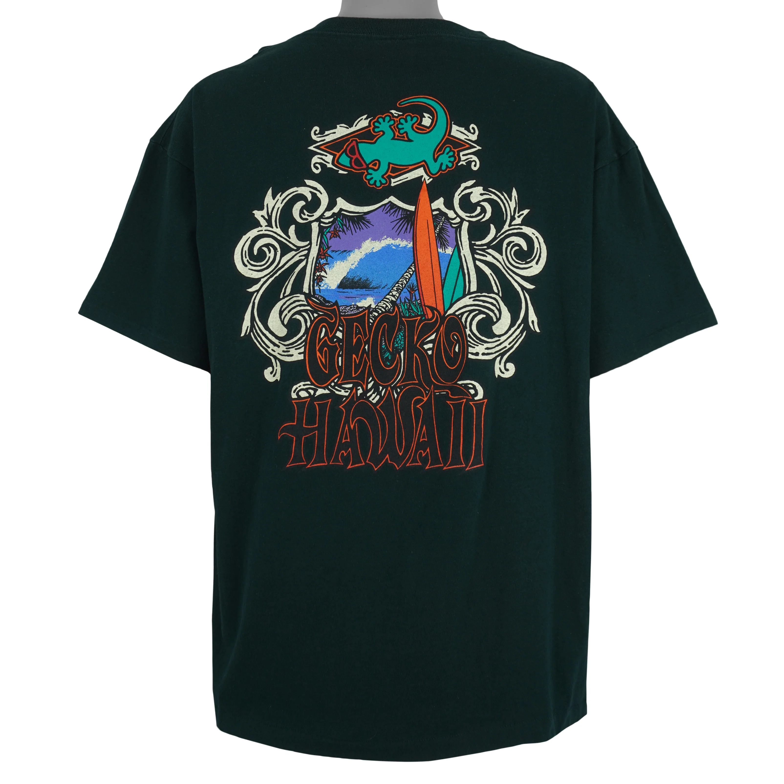 Vintage - Dark Green Gecko Hawaii T-Shirt 1990s X-Large