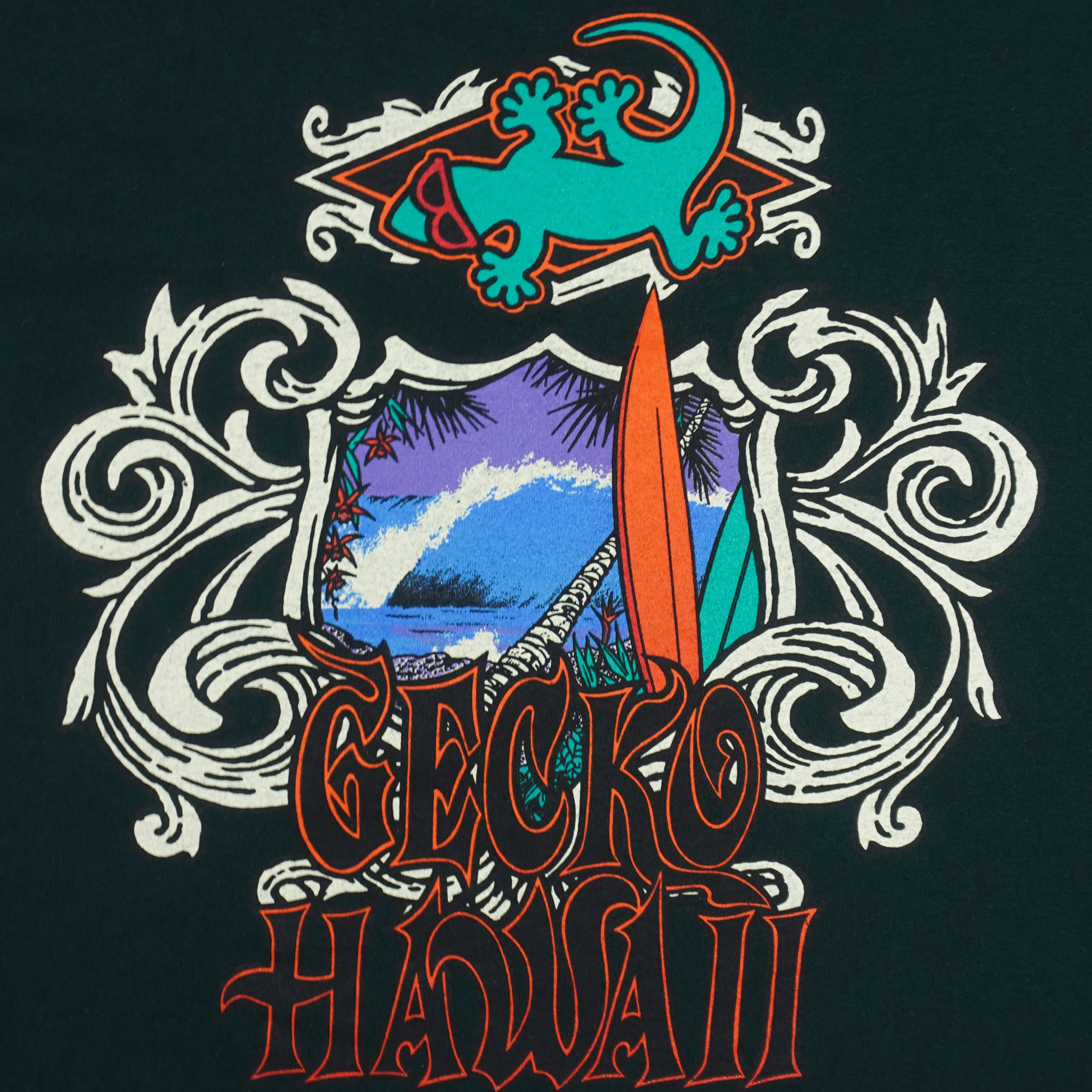 Vintage - Dark Green Gecko Hawaii T-Shirt 1990s X-Large - Image 4