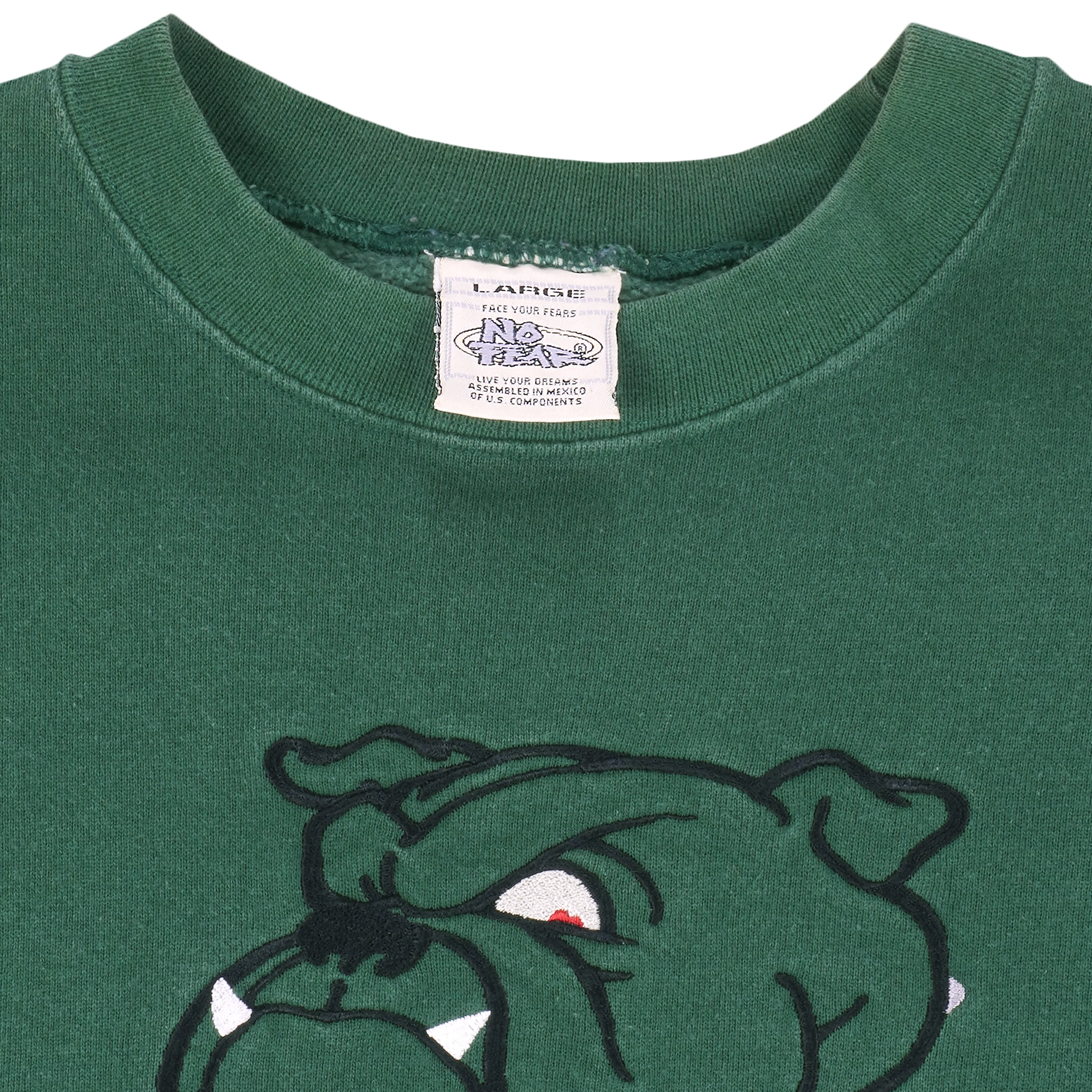 Vintage - Green No Fear Embroidered Crew Neck Sweatshirt 1990s Large - Image 4