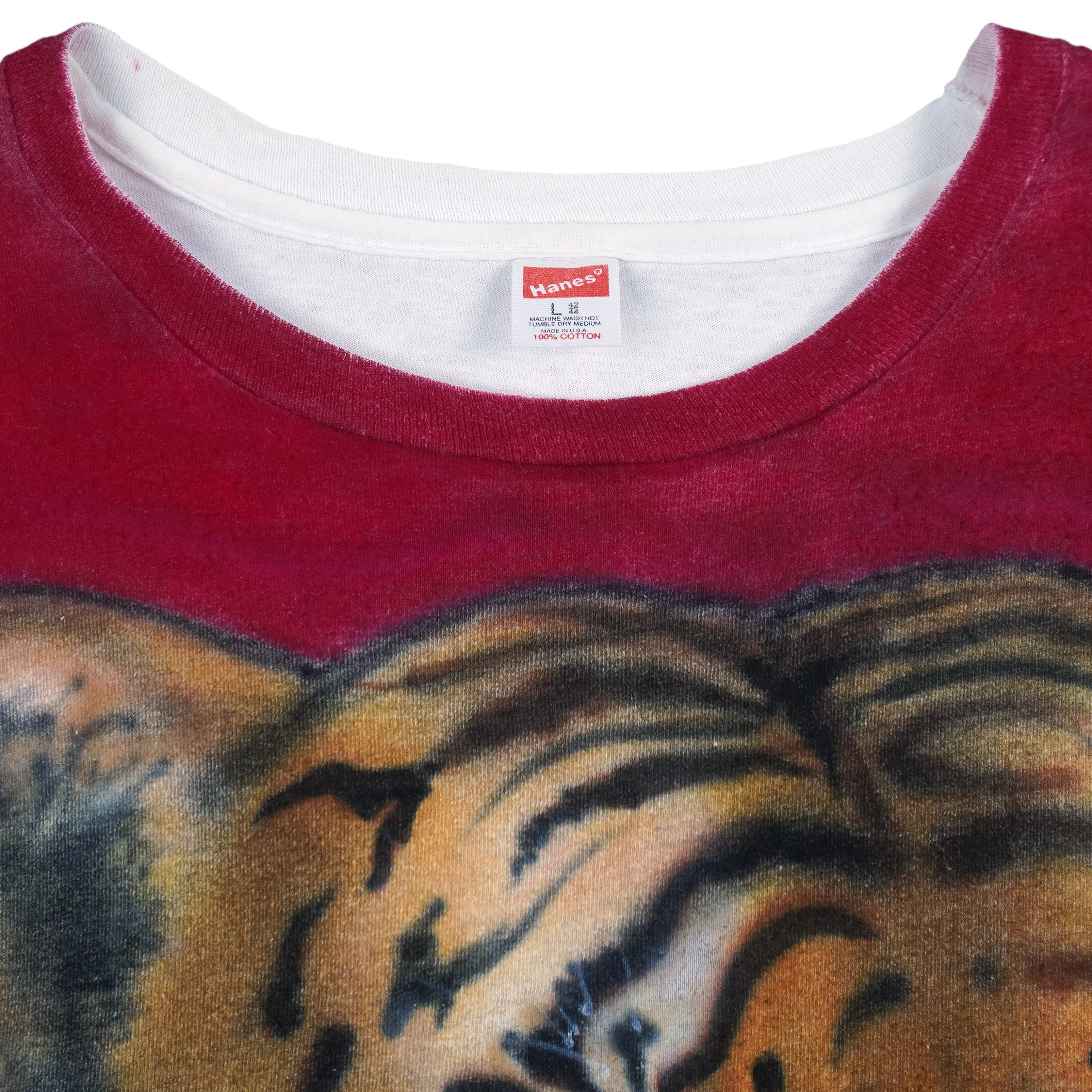 Vintage (Hanes) - Tiger All Over Print T-Shirt 1992 Large - Image 4