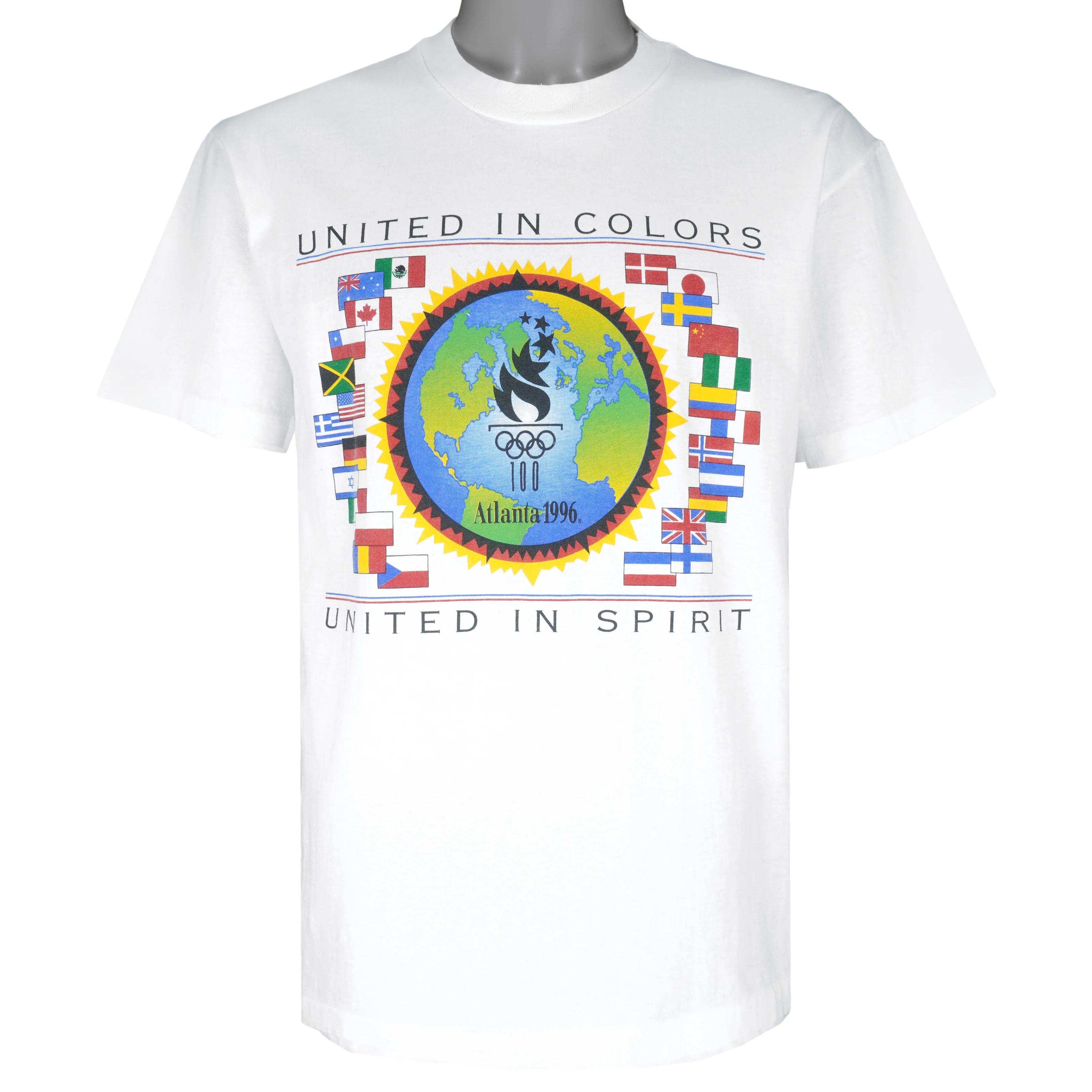 Vintage (Hanes) - United in Colours Atlanta Olympics Games T-Shirt 1996 Large