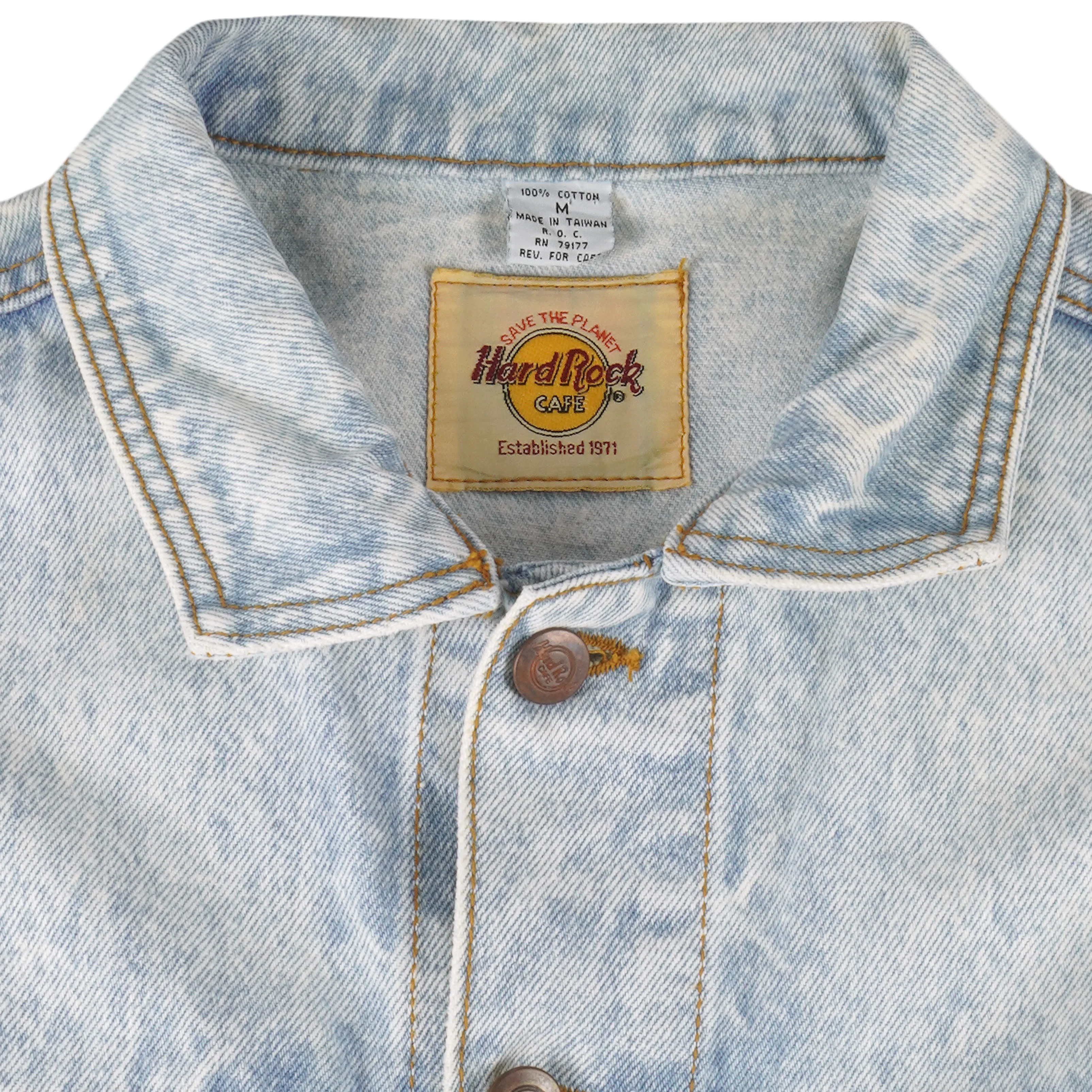 Vintage - Hard Rock Cafe Atlanta Embroidered Denim Jacket 1990s Medium - Image 4