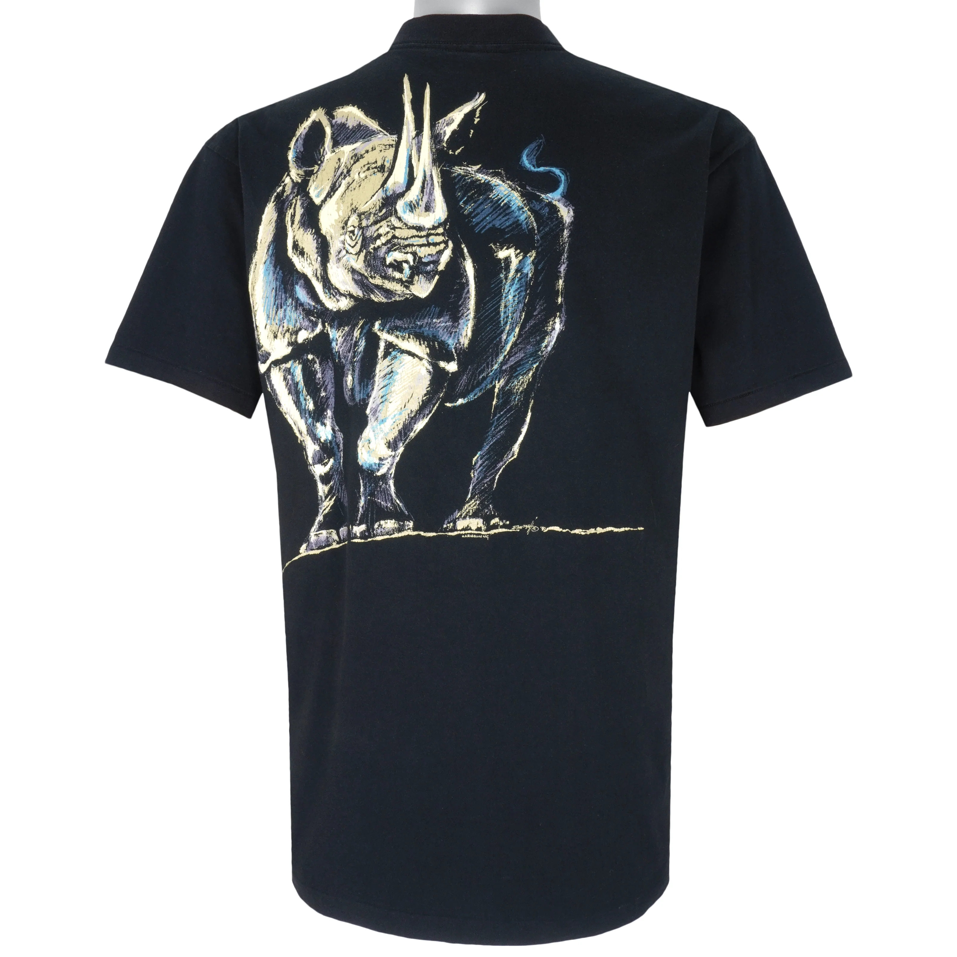 Vintage (Harlequin) - Lincoln Park Zoo Rhino Animal Print T-Shirt 1990s X-Large - Image 2