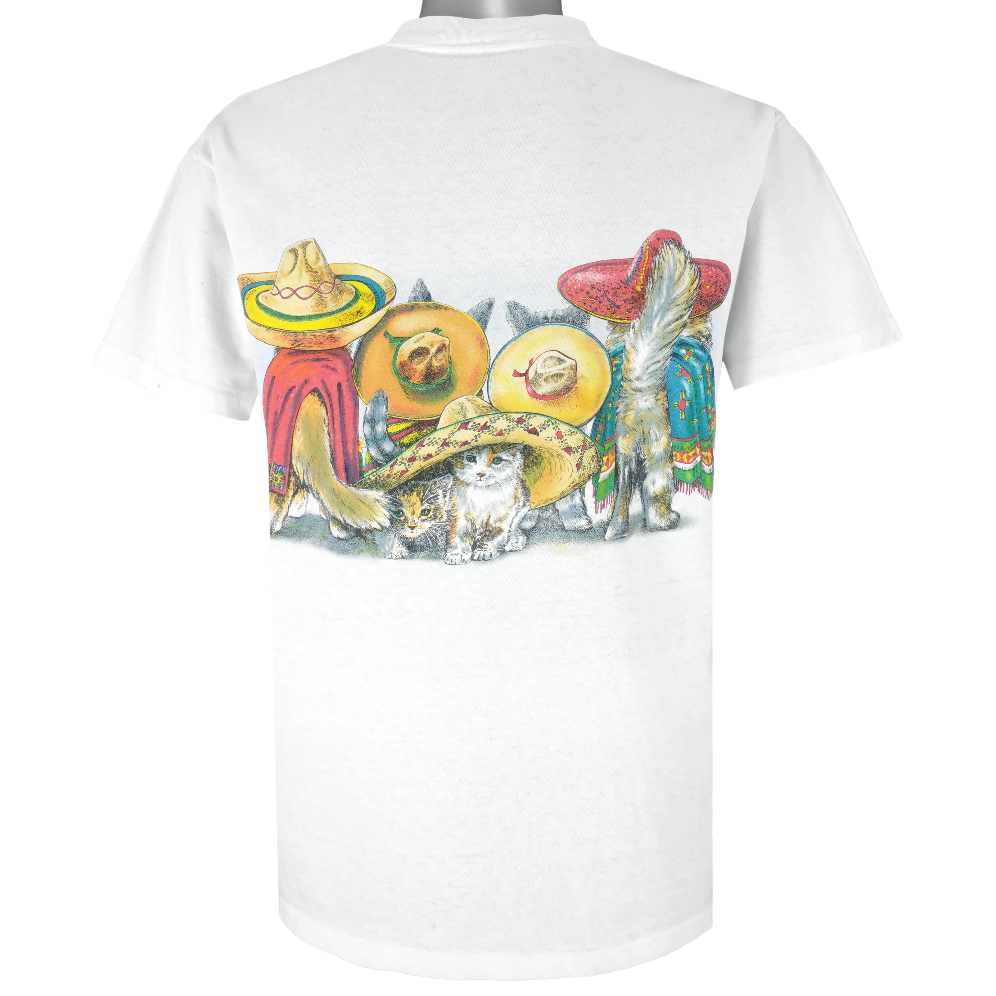 Vintage (Prints of Tails) - Cats Band Mexico Single Stitch T-Shirt 1990s Medium - Image 2