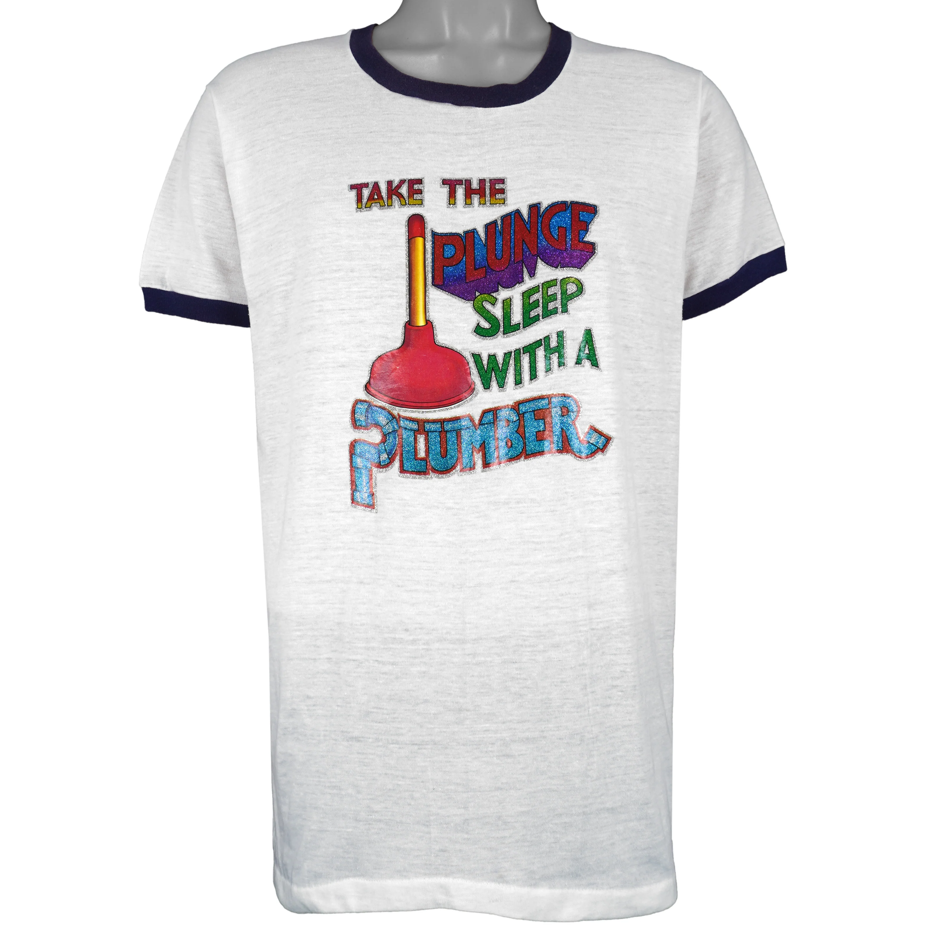 Vintage - Take the Plunge Sleep with a Plumber T-Shirt 1980s Medium