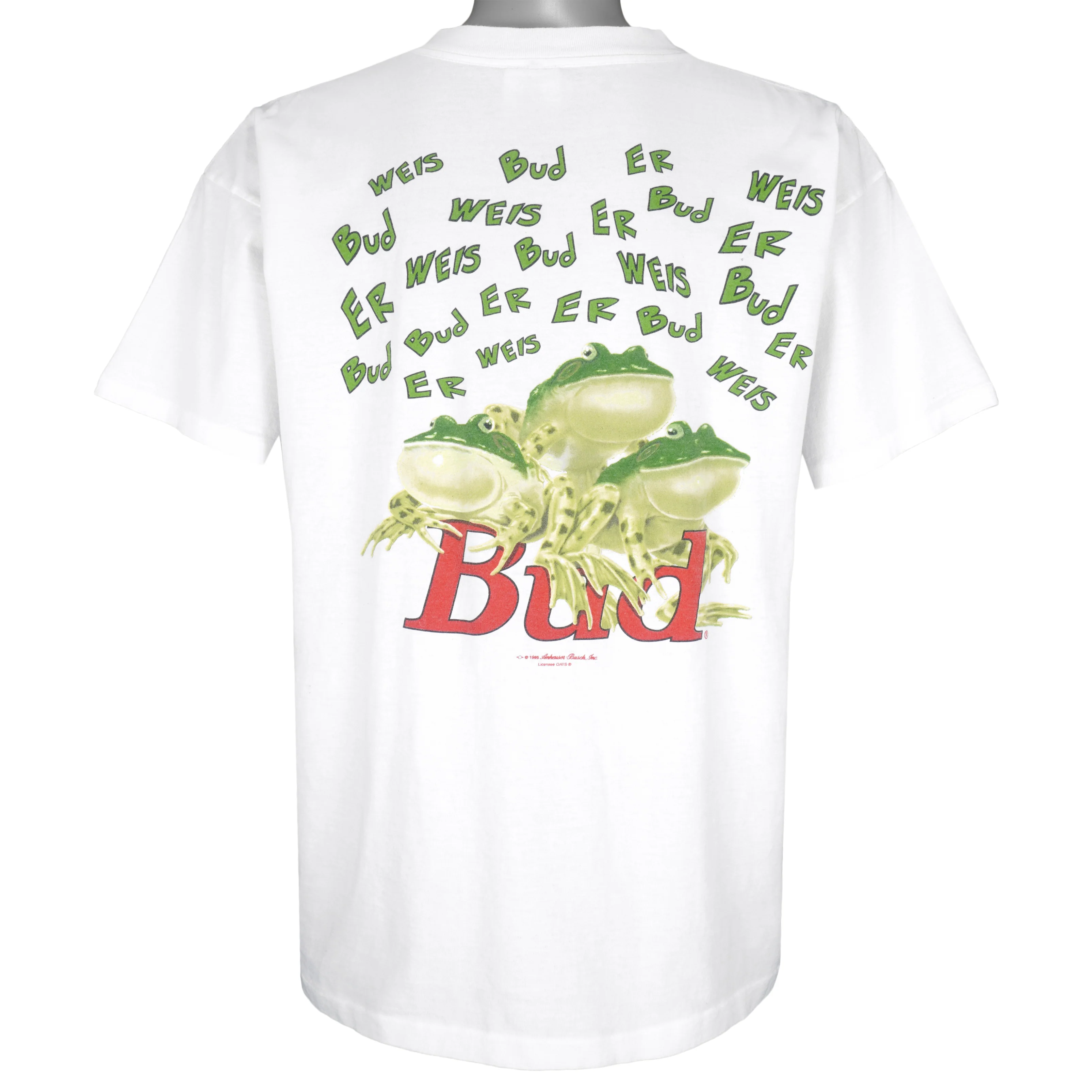 Budweiser (Tennessee River) - Frogs Single Stitch T-Shirt 1995 X-Large