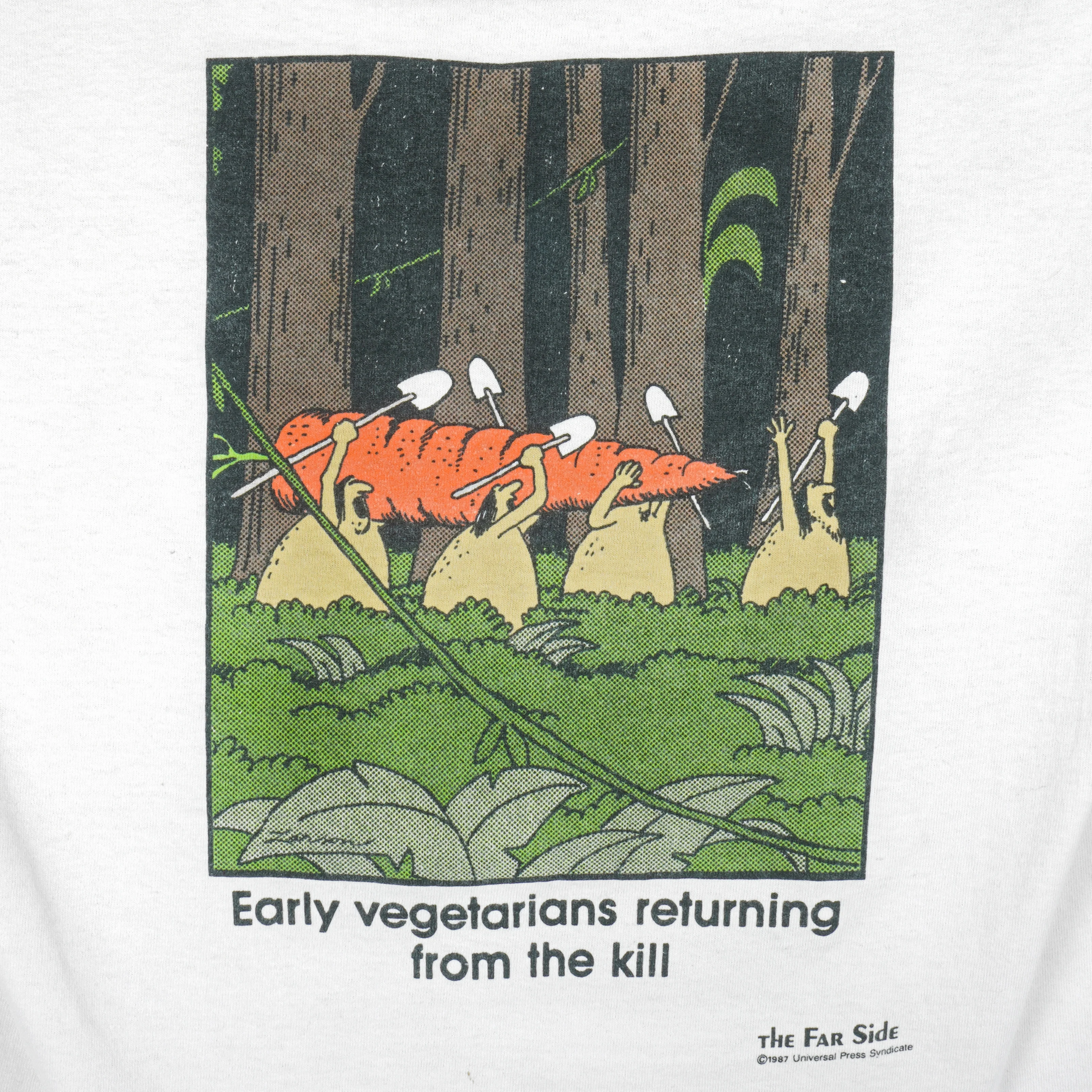 Vintage (The Far Side) - Early Vegetarians Deadstock T-Shirt 1987 Large - Image 3