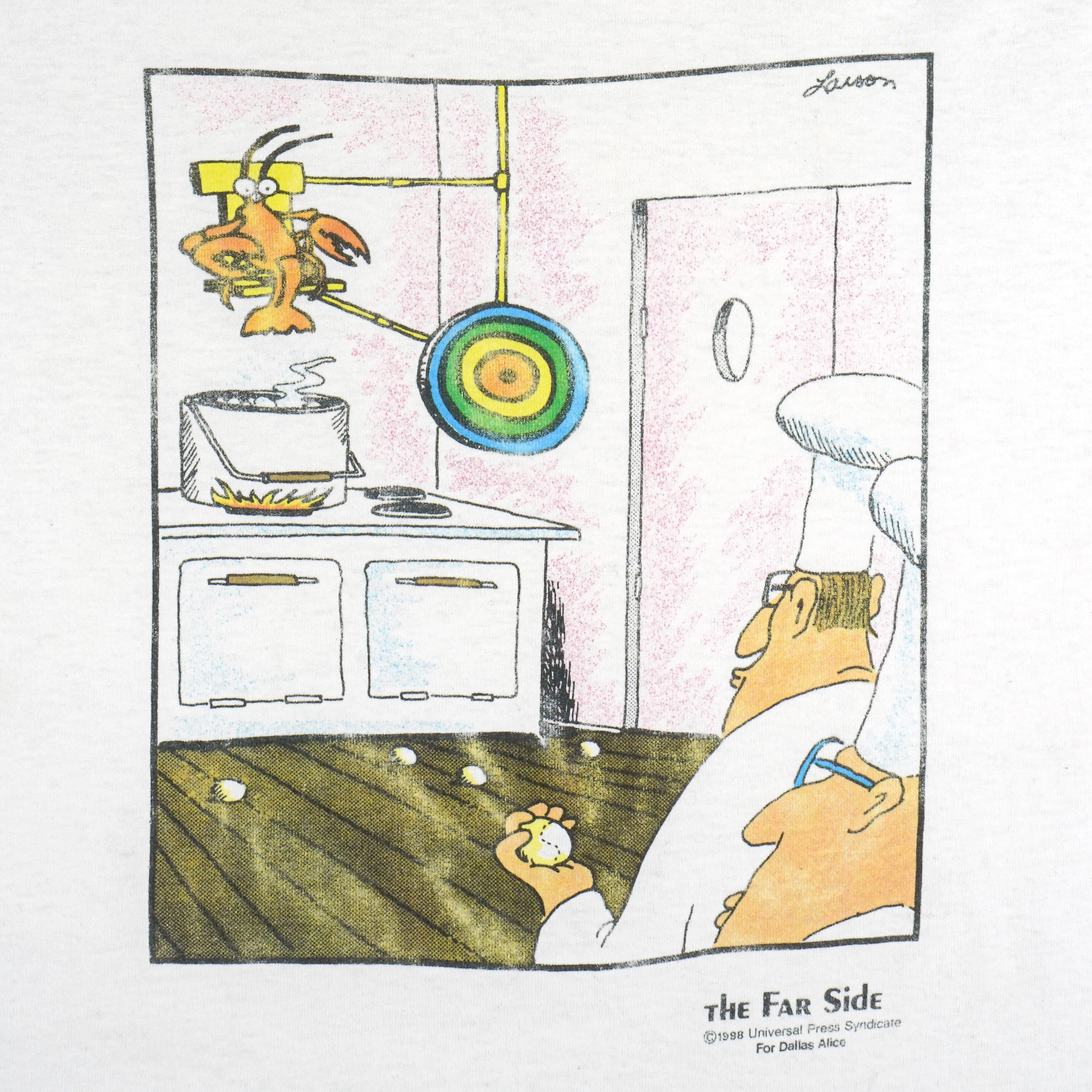 Vintage (The Far Side) - How To Cook Prawn T-Shirt 1988 Large - Image 3