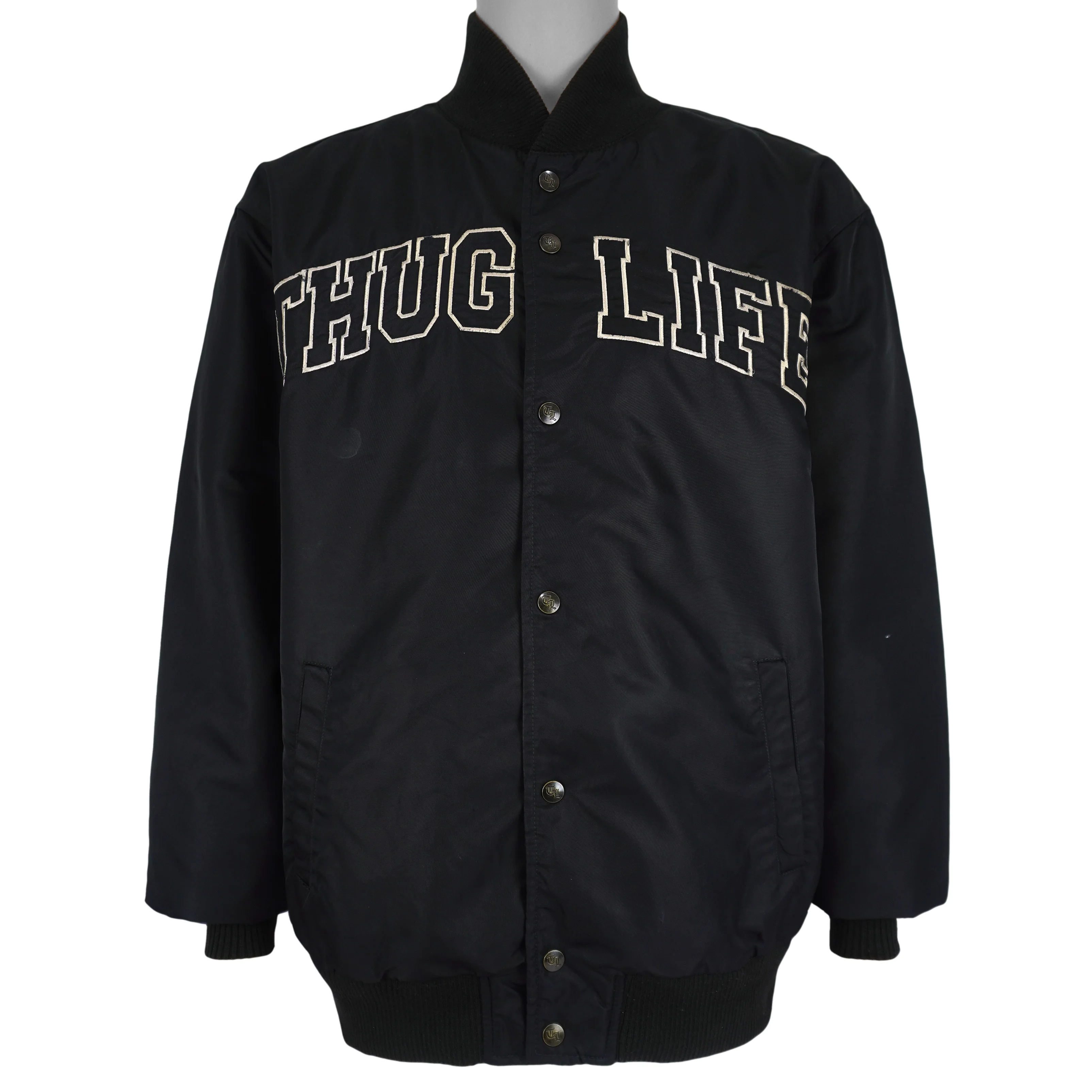 Vintage - Thug Life Button-Up Satin Jacket 1990s Large