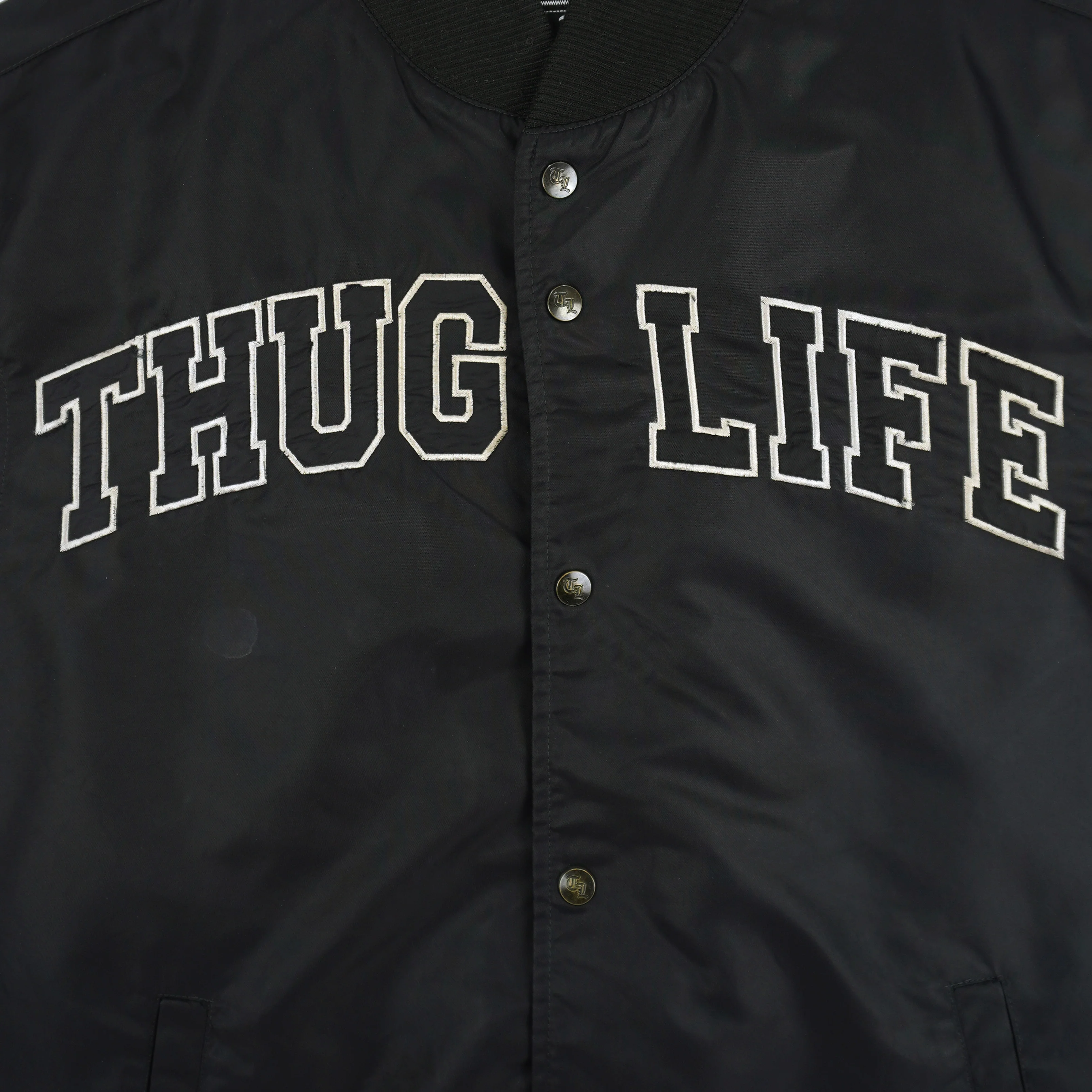 Vintage - Thug Life Button-Up Satin Jacket 1990s Large - Image 3