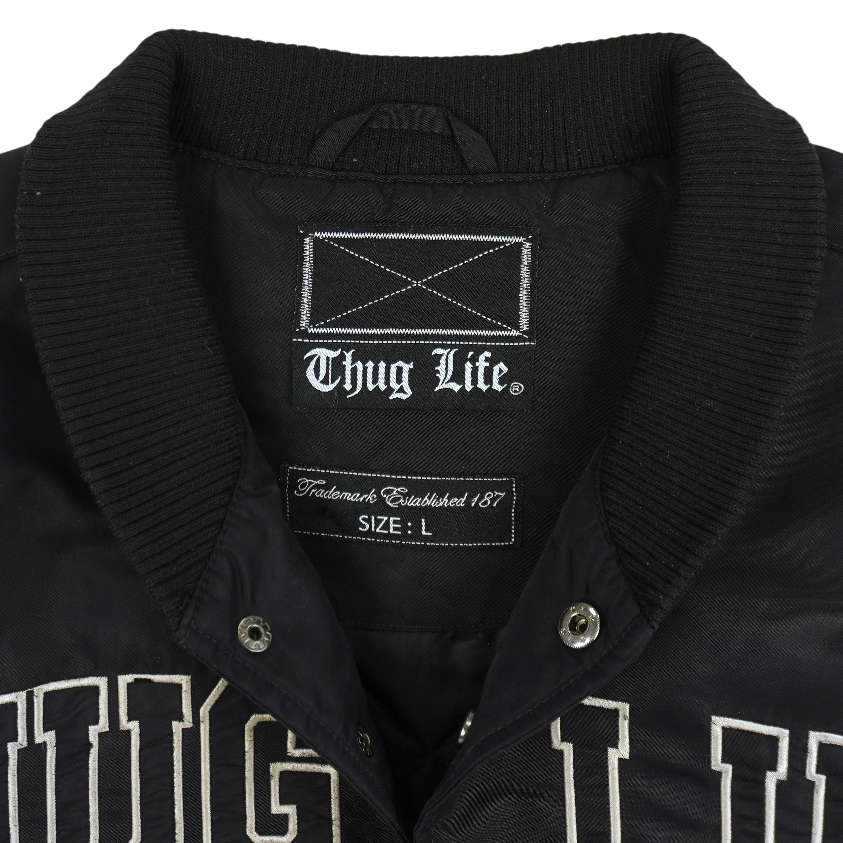 Vintage - Thug Life Button-Up Satin Jacket 1990s Large - Image 7