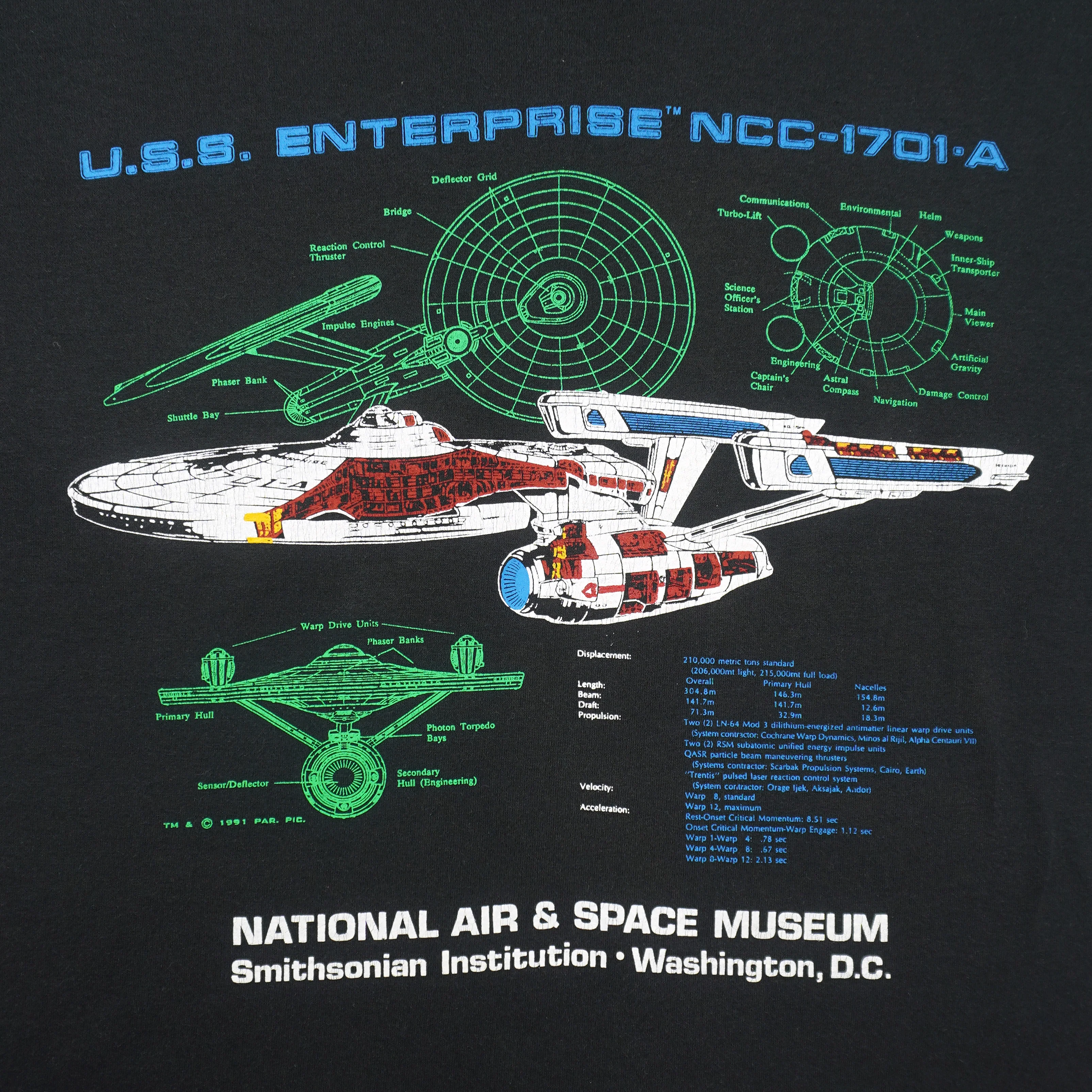 Vintage - U.S.S Enterprise NCC-1701-A Space Museum T-Shirt 1991 X-Large - Image 3