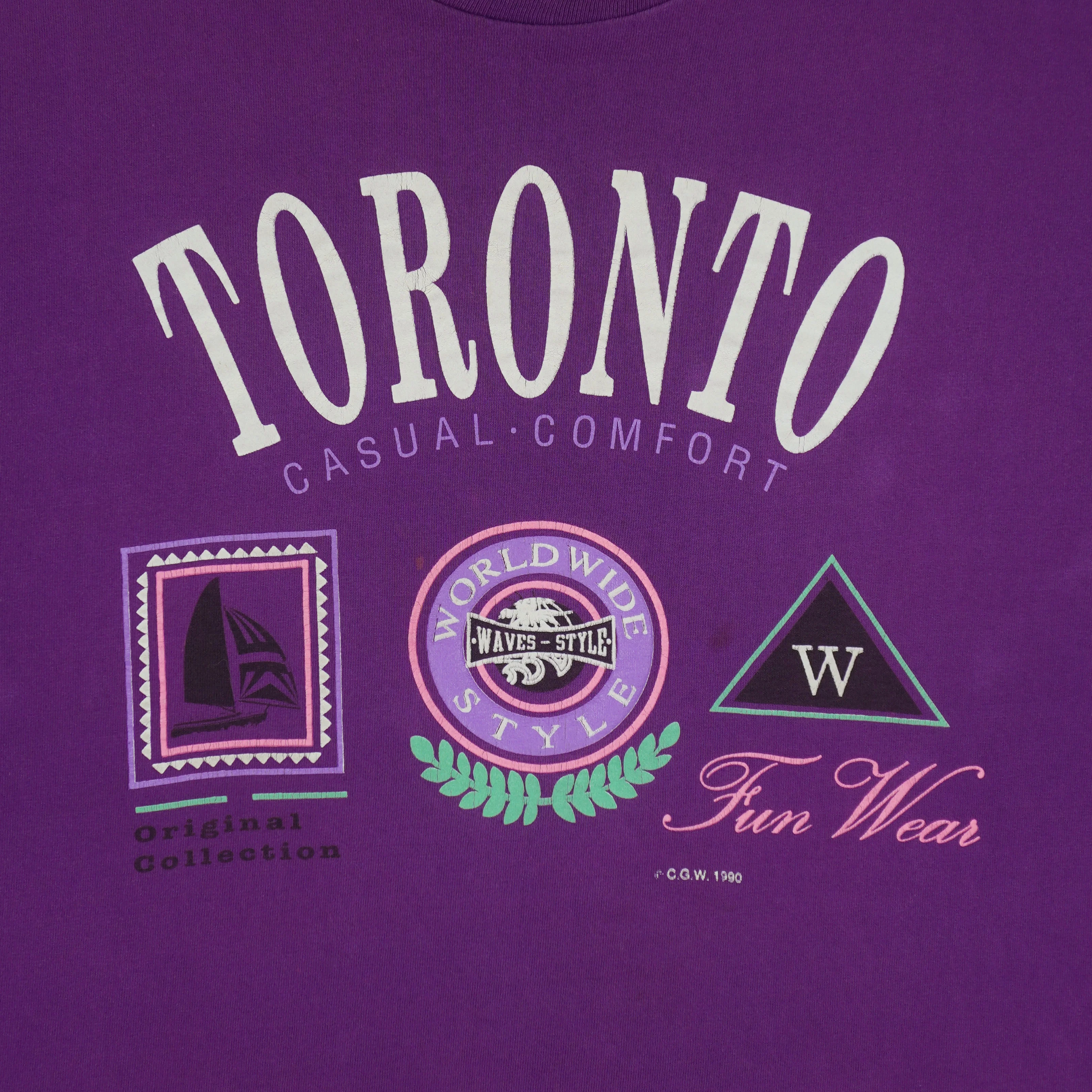 Vintage (Waves) - Toronto Casual Comfort Single Stitch T-Shirt 1990 Large - Image 5